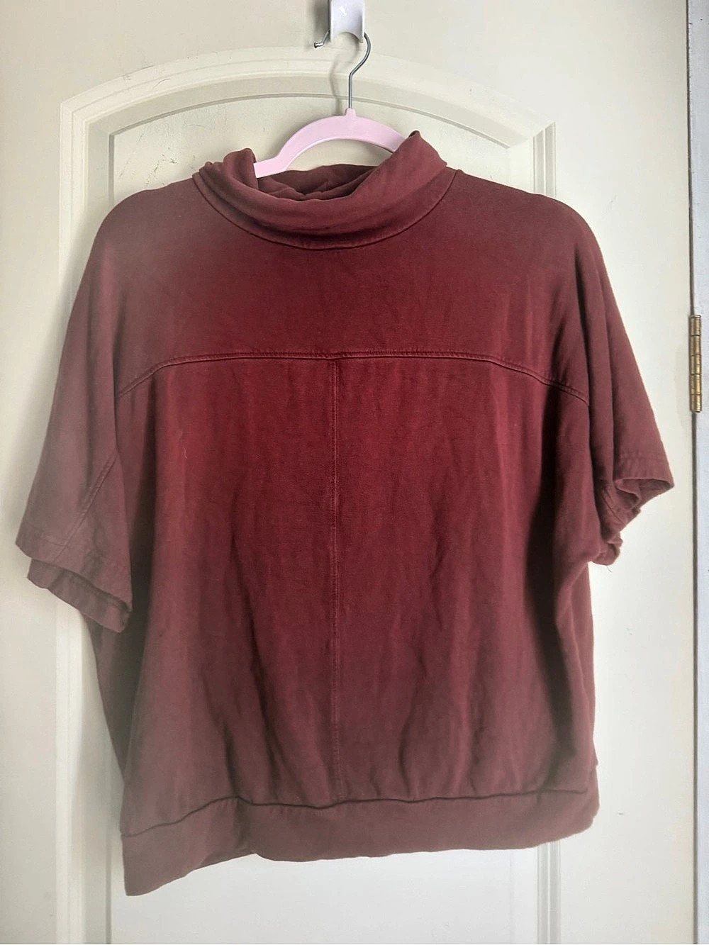 Prologue sweater cowl neck Burgundy Short Sleeve Top casual basic